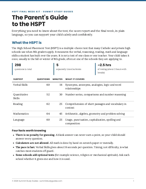 The Parent's Guide to the HSPT
